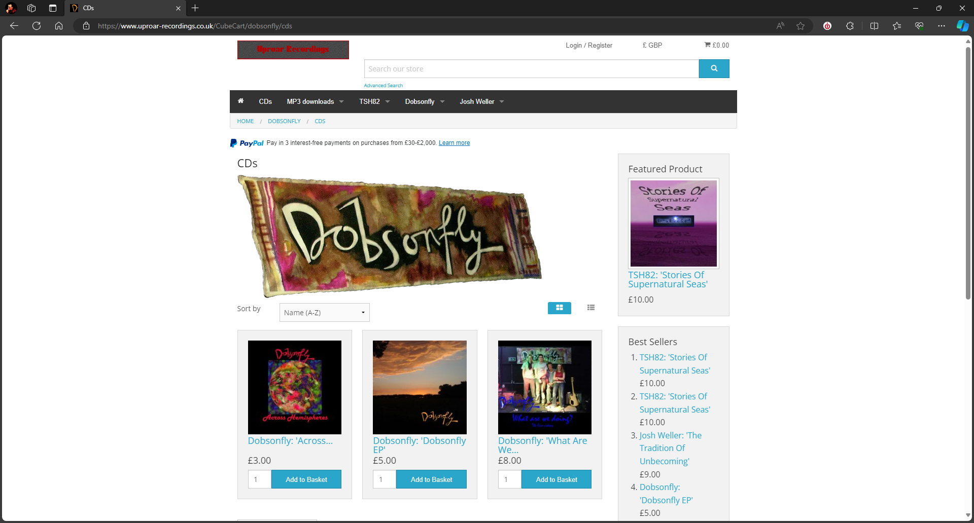 Image of and link to the Dobsonfly online storefront hosted by Uproar Recordings